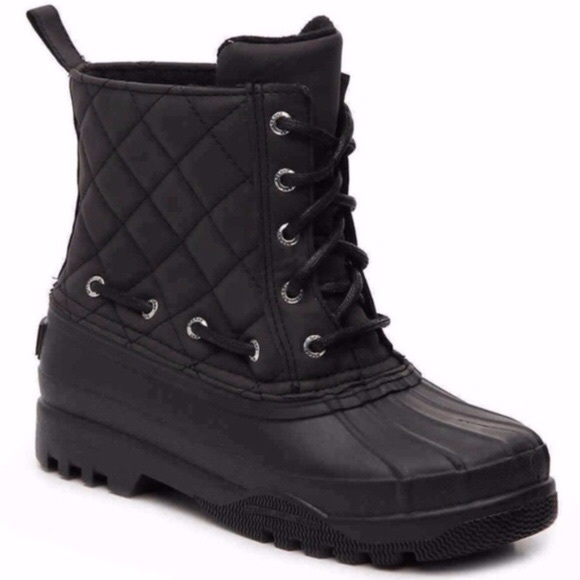 Sperry Shoes - Black Quilted Sperry Duck Boots Waterproof Rubber